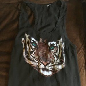 Awesome See-through Racerback Tiger Tank Sz S